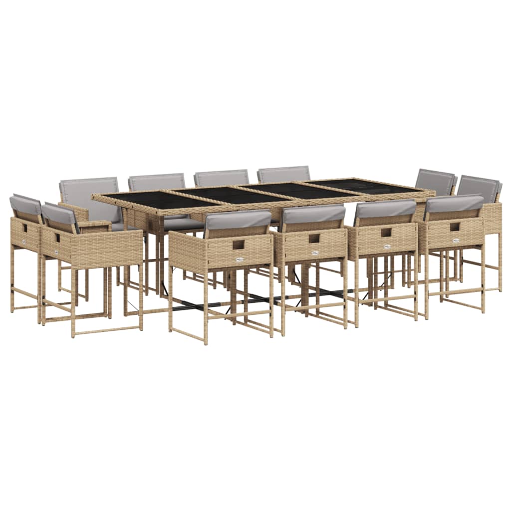 Set Pranzo da Giardino 13 pz con Cuscini Beige Misto Polyrattan - homemem39