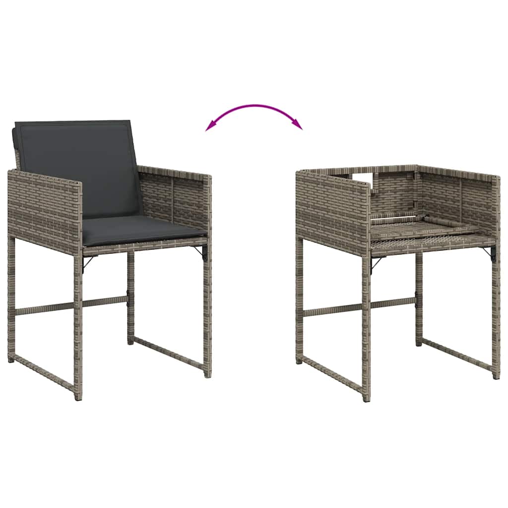 Set da Pranzo da Giardino 13pz con Cuscini Grigio in Polyrattan | homemem39