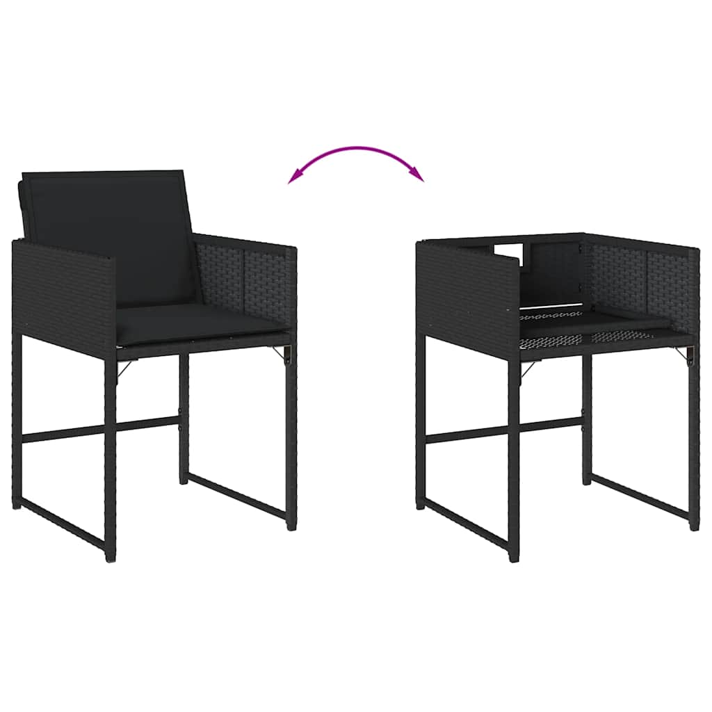 Set da Pranzo da Giardino 15 pz con Cuscini Nero in Polyrattan | homemem39