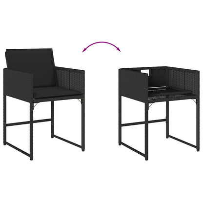Set da Pranzo da Giardino 15 pz con Cuscini Nero in Polyrattan | homemem39