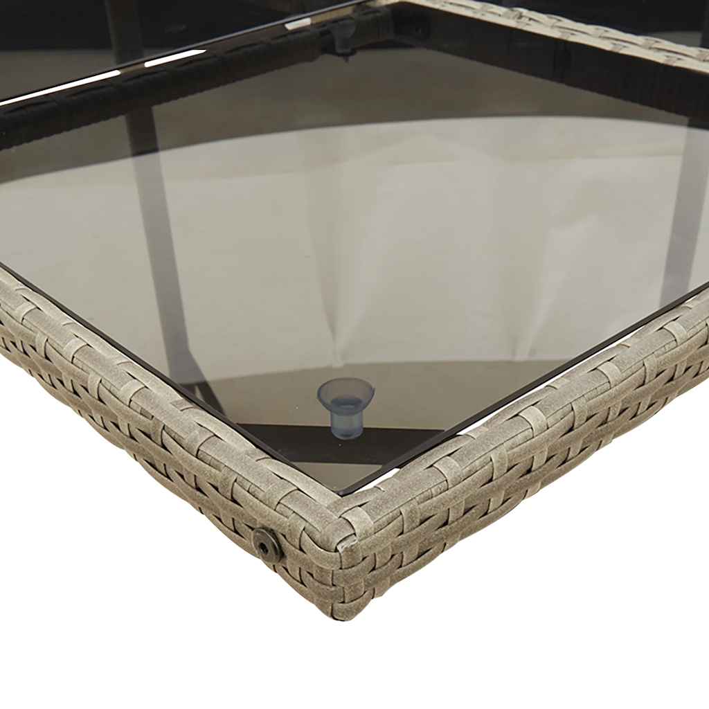 Set da Pranzo da Giardino 15 pz con Cuscini Grigio Polyrattan | homemem39