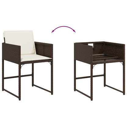 Set da Pranzo da Giardino 15 pz con Cuscini Marrone Polyrattan | homemem39