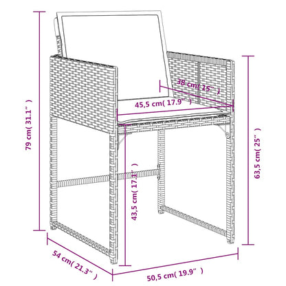 Set da Pranzo da Giardino 15 pz con Cuscini Marrone Polyrattan | homemem39