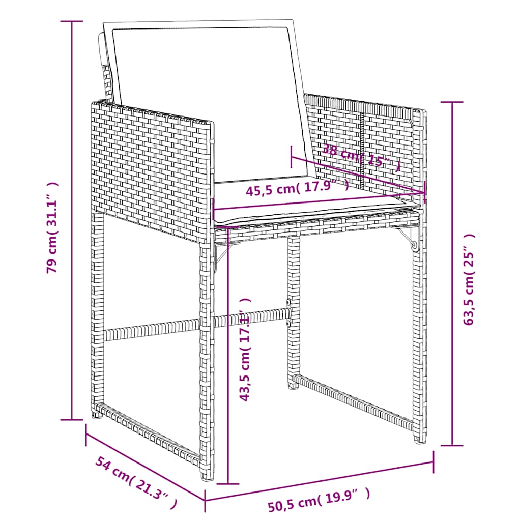 Set da Pranzo da Giardino 15 pz con Cuscini Beige in Polyrattan | homemem39