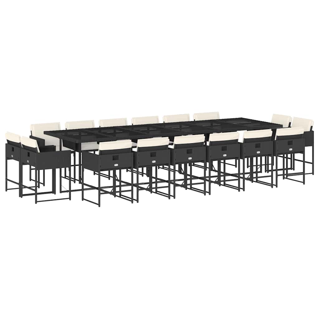 Set da Pranzo da Giardino 17 pz con Cuscini Polyrattan