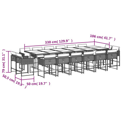 Set da Pranzo da Giardino 17 pz con Cuscini Beige in Polyrattan | homemem39
