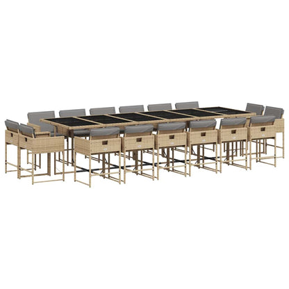 Set Pranzo da Giardino 17 pz con Cuscini Beige Misto Polyrattan | homemem39