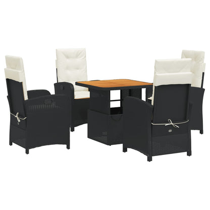 Set da Pranzo da Giardino 5 pz Nero con Cuscini in Polyrattan | homemem39