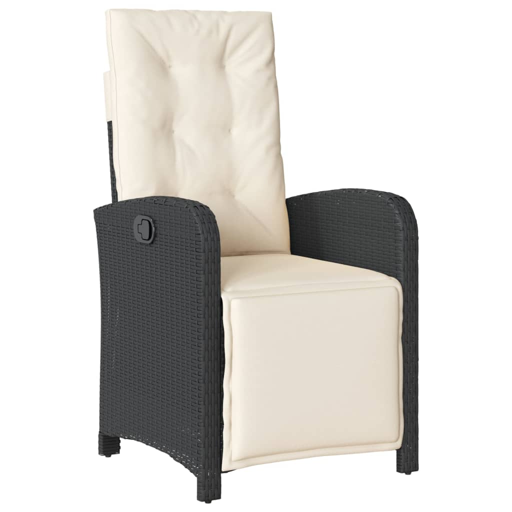 Set da Pranzo da Giardino 5 pz Nero con Cuscini in Polyrattan | homemem39