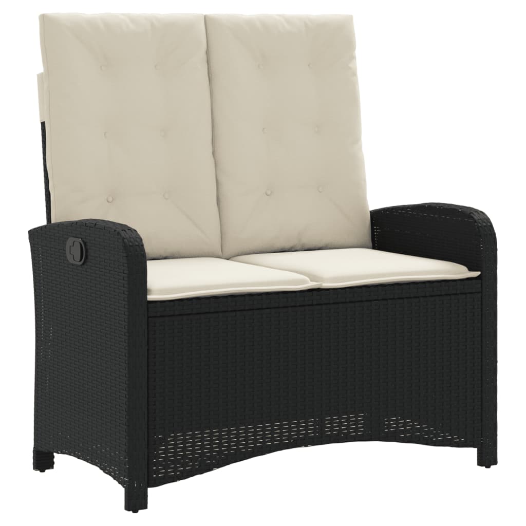 Set da Pranzo da Giardino 2 pz con Cuscini Nero in Polyrattan | homemem39
