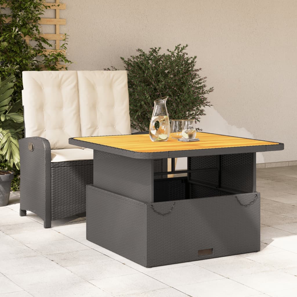 Set da Pranzo da Giardino 2 pz con Cuscini Nero in Polyrattan - homemem39