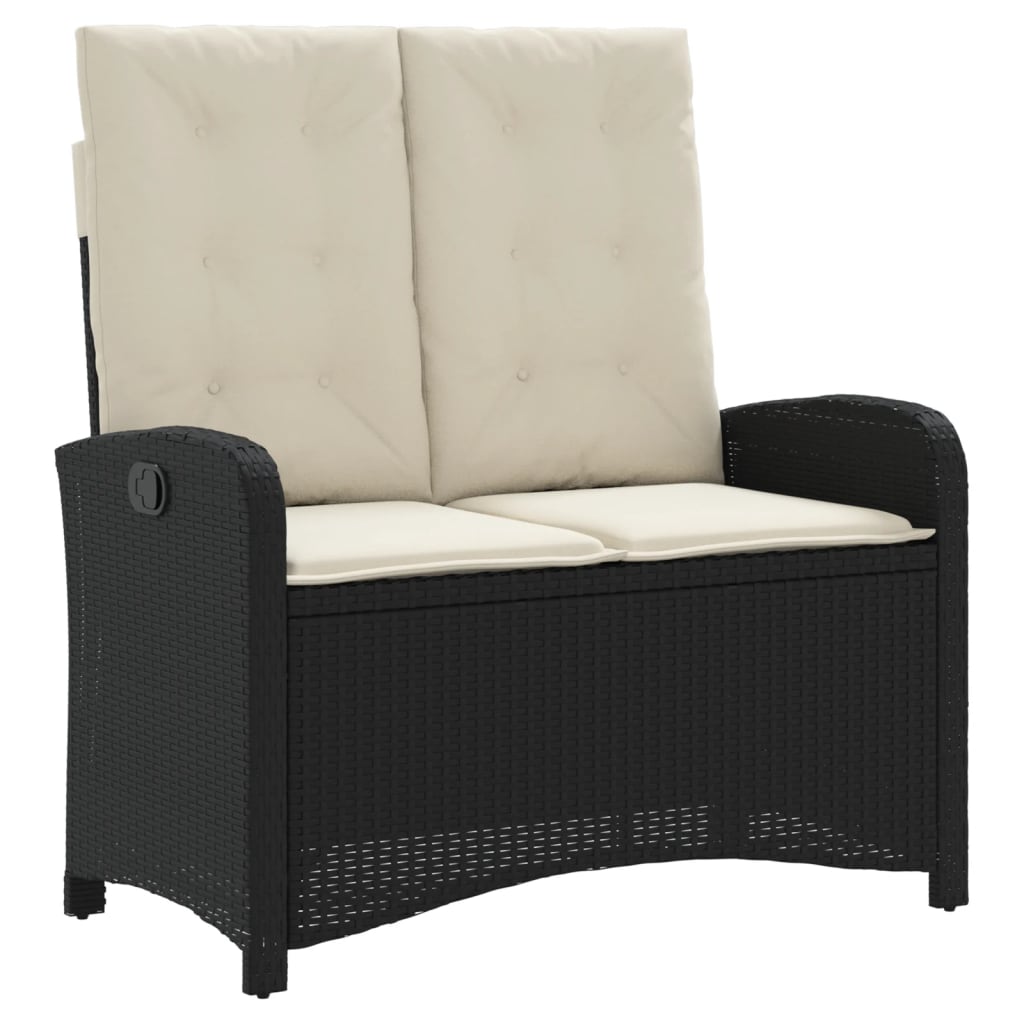 Set da Pranzo da Giardino 4 pz con Cuscini Nero in Polyrattan | homemem39