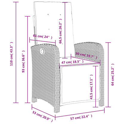 Set da Pranzo da Giardino 5 pz Nero con Cuscini in Polyrattan | homemem39