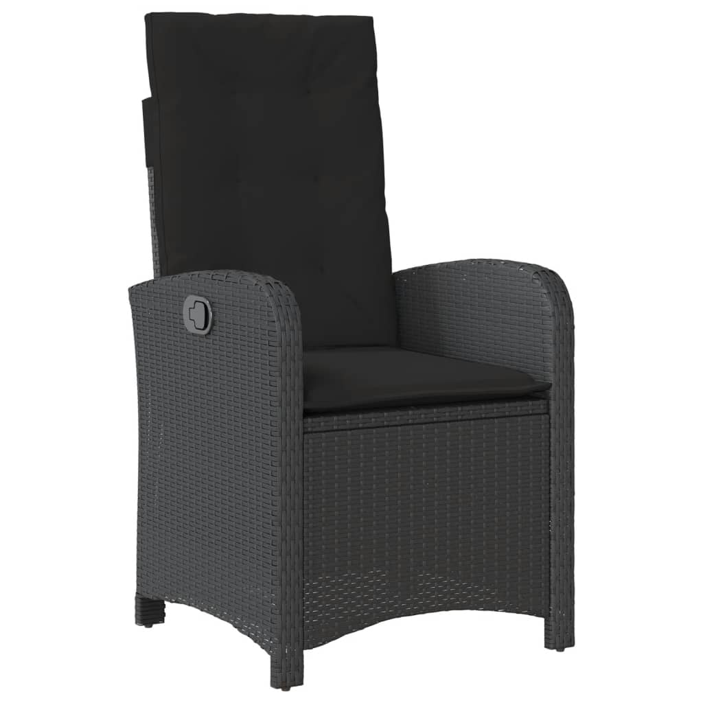 Set da Pranzo da Giardino 4 pz con Cuscini Nero in Polyrattan | homemem39