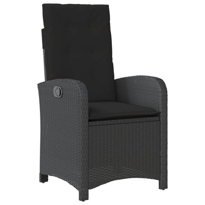 Set da Pranzo da Giardino 4 pz con Cuscini Nero in Polyrattan | homemem39