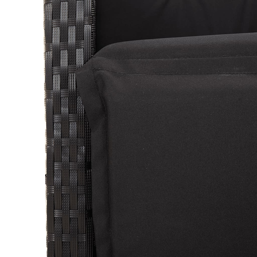 Set da Pranzo da Giardino 4 pz con Cuscini Nero in Polyrattan | homemem39