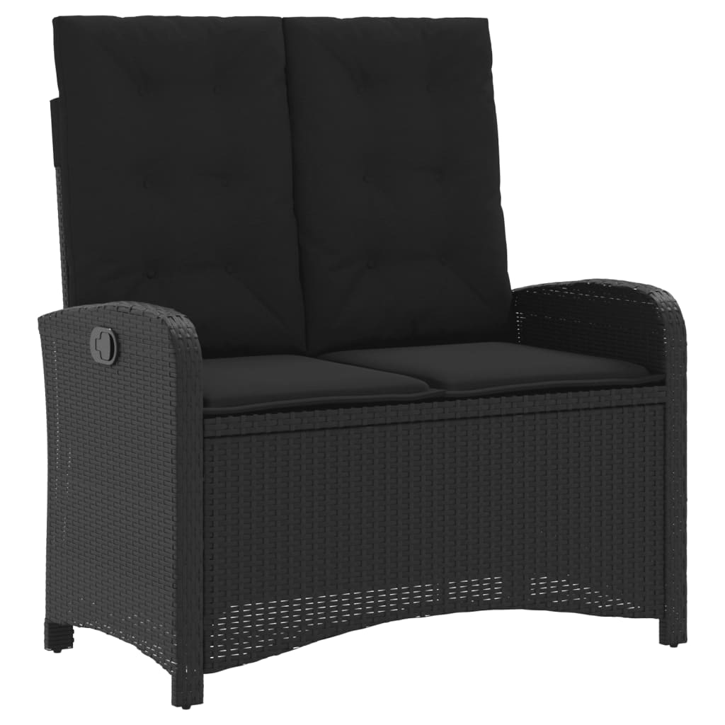 Set da Pranzo da Giardino 2 pz con Cuscini Nero in Polyrattan - homemem39