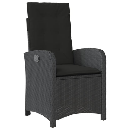 Set da Pranzo da Giardino 4 pz con Cuscini Nero in Polyrattan - homemem39