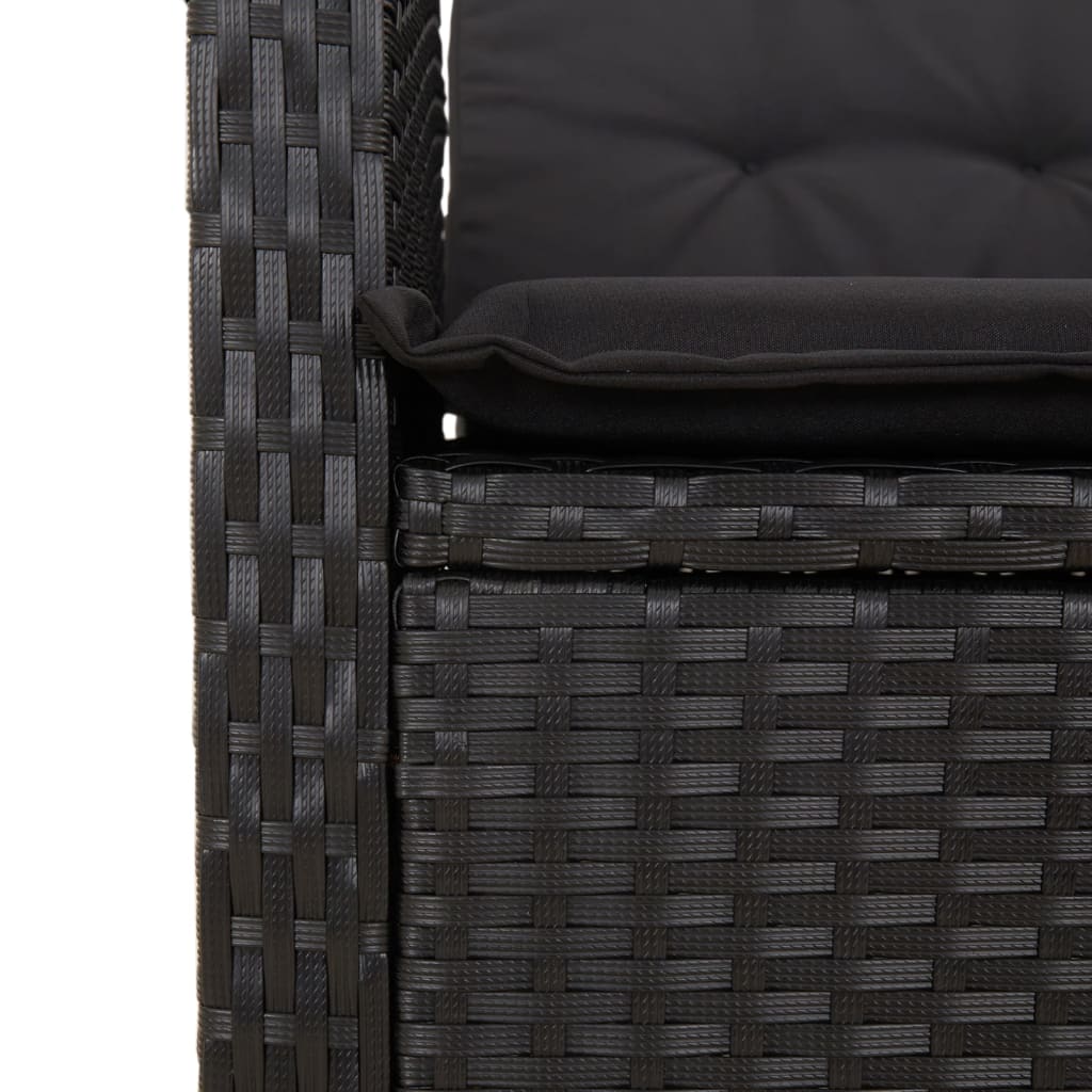 Set da Pranzo da Giardino 4 pz con Cuscini Nero in Polyrattan | homemem39