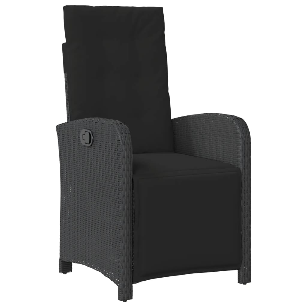 Set da Pranzo da Giardino 4 pz con Cuscini Nero in Polyrattan | homemem39