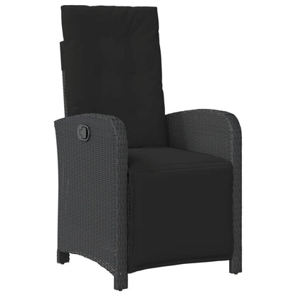 Set da Pranzo da Giardino 4 pz con Cuscini Nero in Polyrattan | homemem39