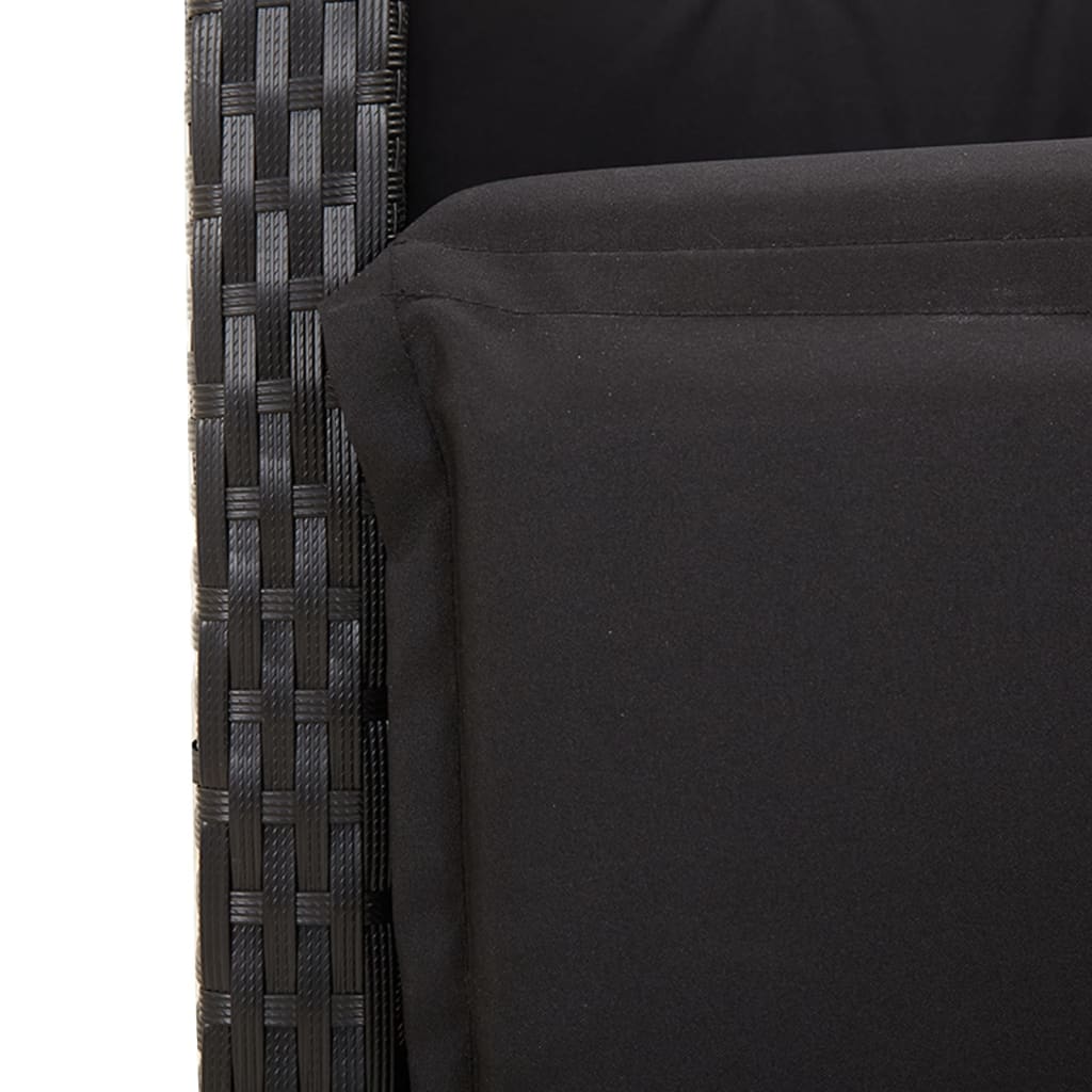 Set da Pranzo da Giardino 4 pz con Cuscini Nero in Polyrattan | homemem39