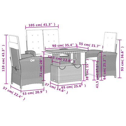 Set da Pranzo da Giardino 4 pz con Cuscini Nero in Polyrattan - homemem39