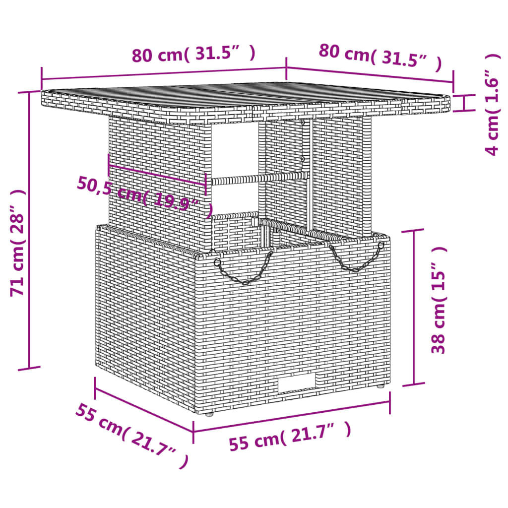 Set da Pranzo da Giardino 3 pz con Cuscini in Polyrattan Grigio - homemem39