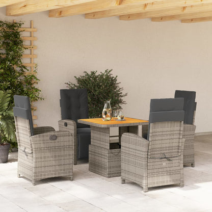 Set da Pranzo da Giardino 5 pz con Cuscini in Polyrattan Grigio - homemem39