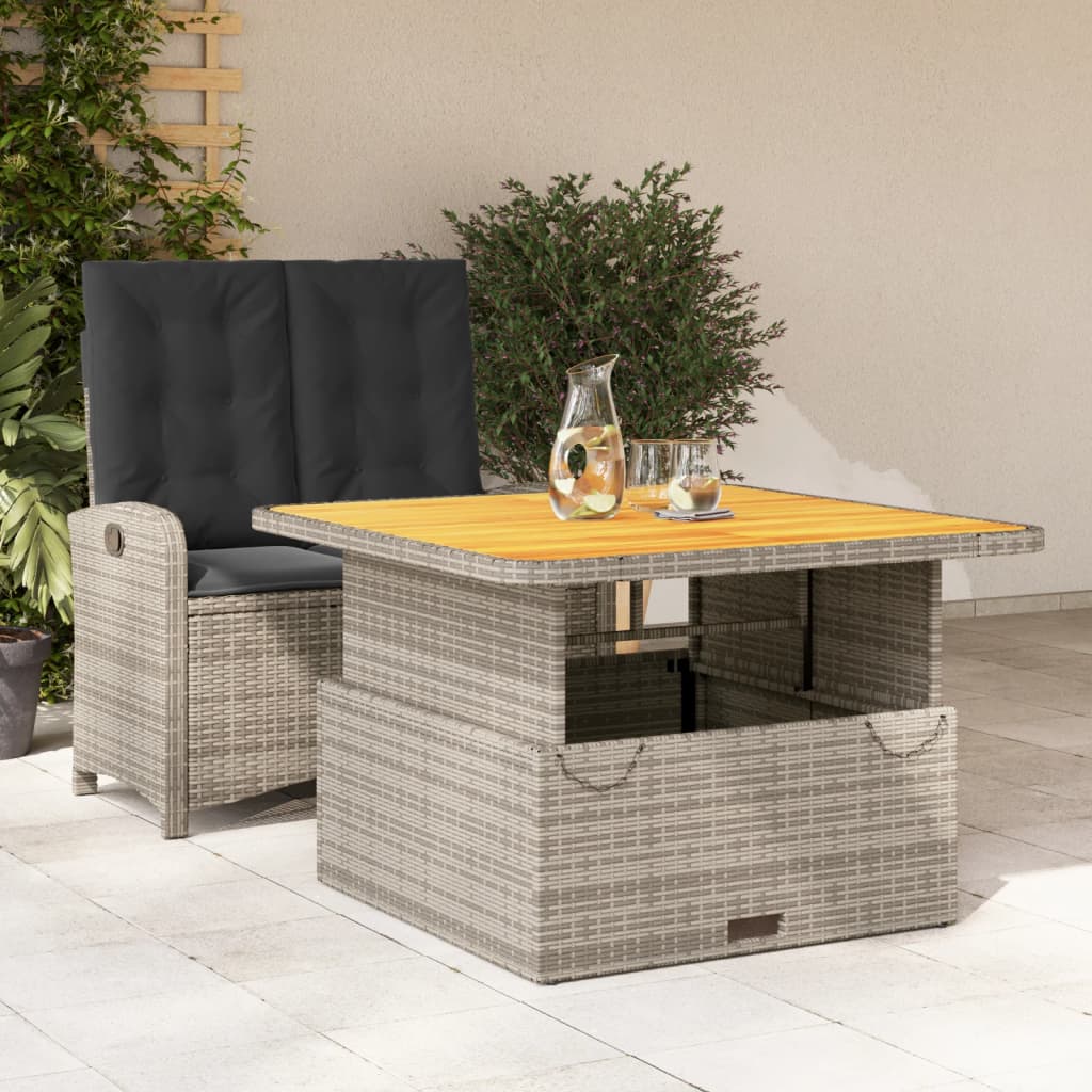 Set da Pranzo da Giardino 2 pz con Cuscini in Polyrattan Grigio | homemem39
