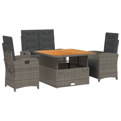 Set da Pranzo da Giardino 4 pz con Cuscini in Polyrattan Grigio - homemem39