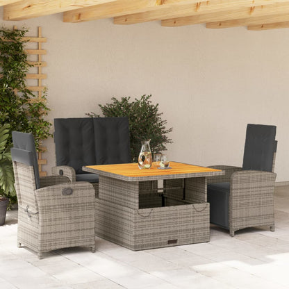 Set da Pranzo da Giardino 4 pz con Cuscini in Polyrattan