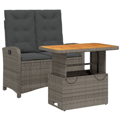 Set da Pranzo da Giardino 2 pz con Cuscini in Polyrattan