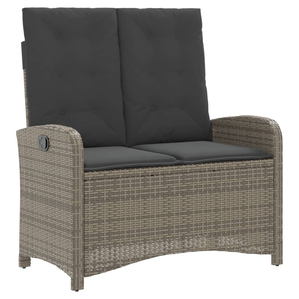 Set da Pranzo da Giardino 2 pz con Cuscini in Polyrattan Grigio | homemem39