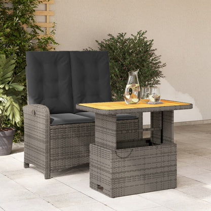 Set da Pranzo da Giardino 2 pz con Cuscini in Polyrattan Grigio | homemem39