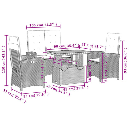 Set da Pranzo da Giardino 4 pz con Cuscini in Polyrattan Grigio | homemem39