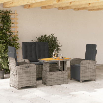 Set da Pranzo da Giardino 4 pz con Cuscini in Polyrattan Grigio - homemem39