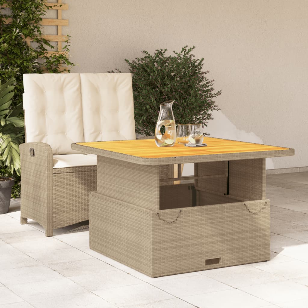 Set da Pranzo da Giardino 2 pz con Cuscini Beige in Polyrattan - homemem39