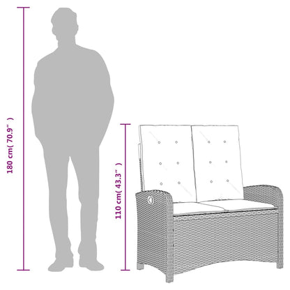 Set da Pranzo da Giardino 2 pz con Cuscini Beige in Polyrattan - homemem39