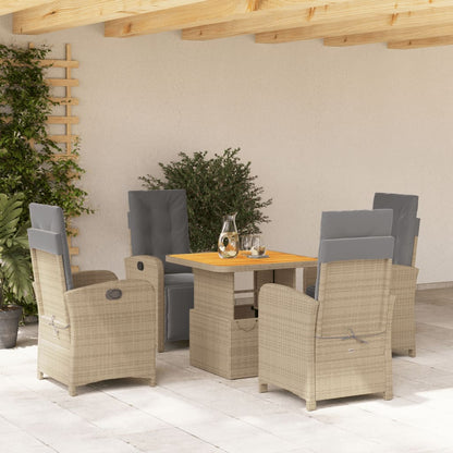Set da Pranzo da Giardino 5 pz con Cuscini Beige in Polyrattan - homemem39