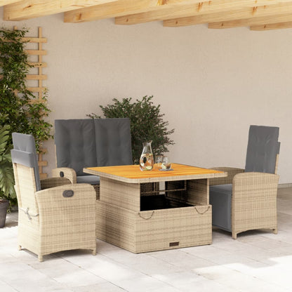Set da Pranzo da Giardino 4 pz con Cuscini Beige in Polyrattan - homemem39