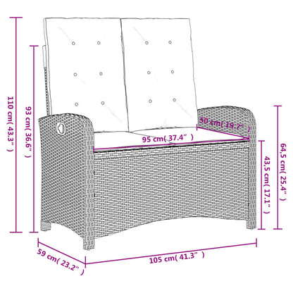 Set da Pranzo da Giardino 2 pz con Cuscini Beige in Polyrattan | homemem39