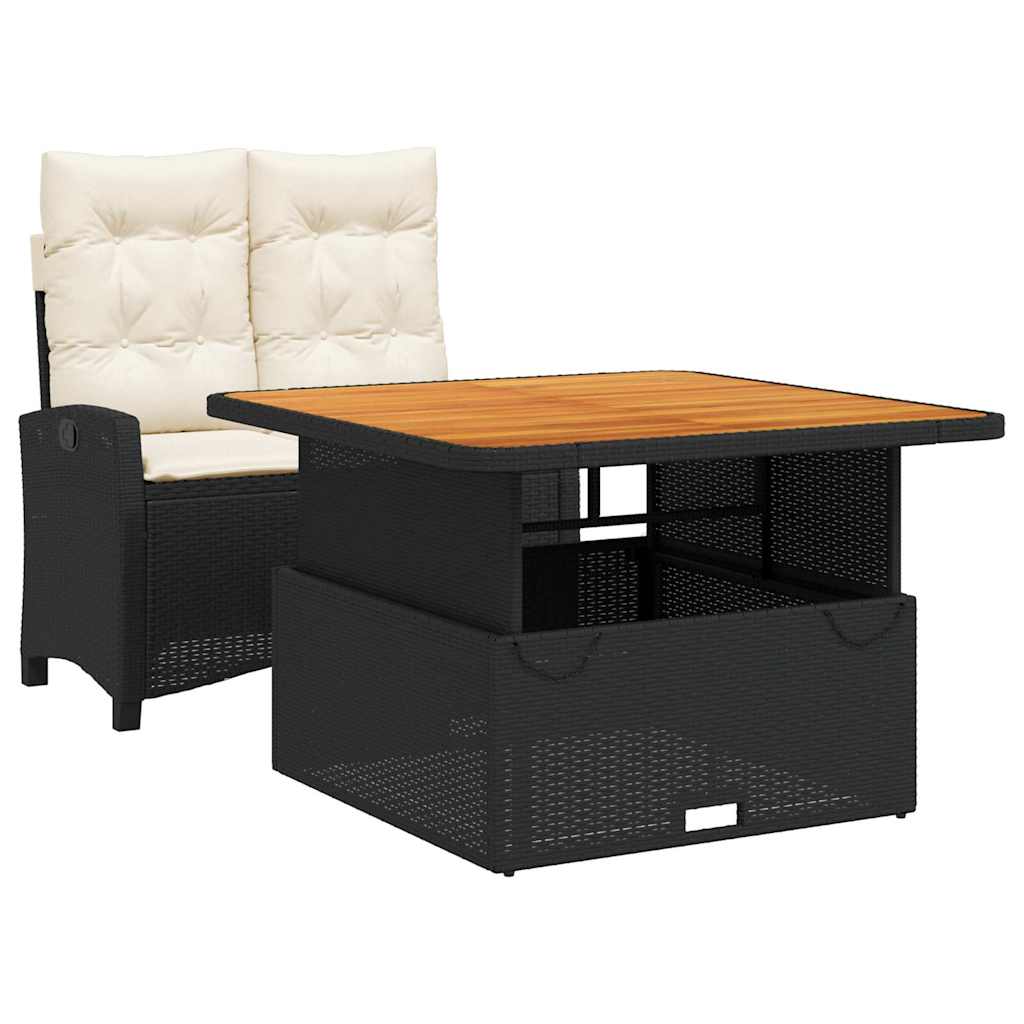 Set da Pranzo da Giardino 2 pz con Cuscini Nero in Polyrattan | homemem39