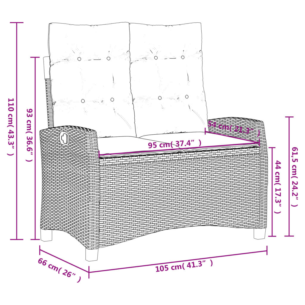 Set da Pranzo da Giardino 4 pz con Cuscini Nero in Polyrattan - homemem39