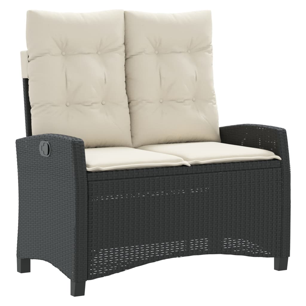 Set da Pranzo da Giardino 4 pz con Cuscini Nero in Polyrattan | homemem39