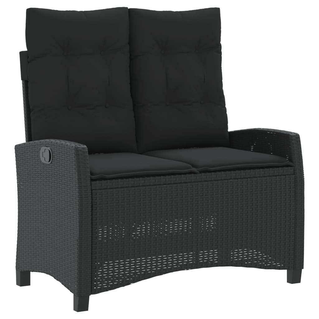 Set da Pranzo da Giardino 2 pz con Cuscini Nero in Polyrattan - homemem39