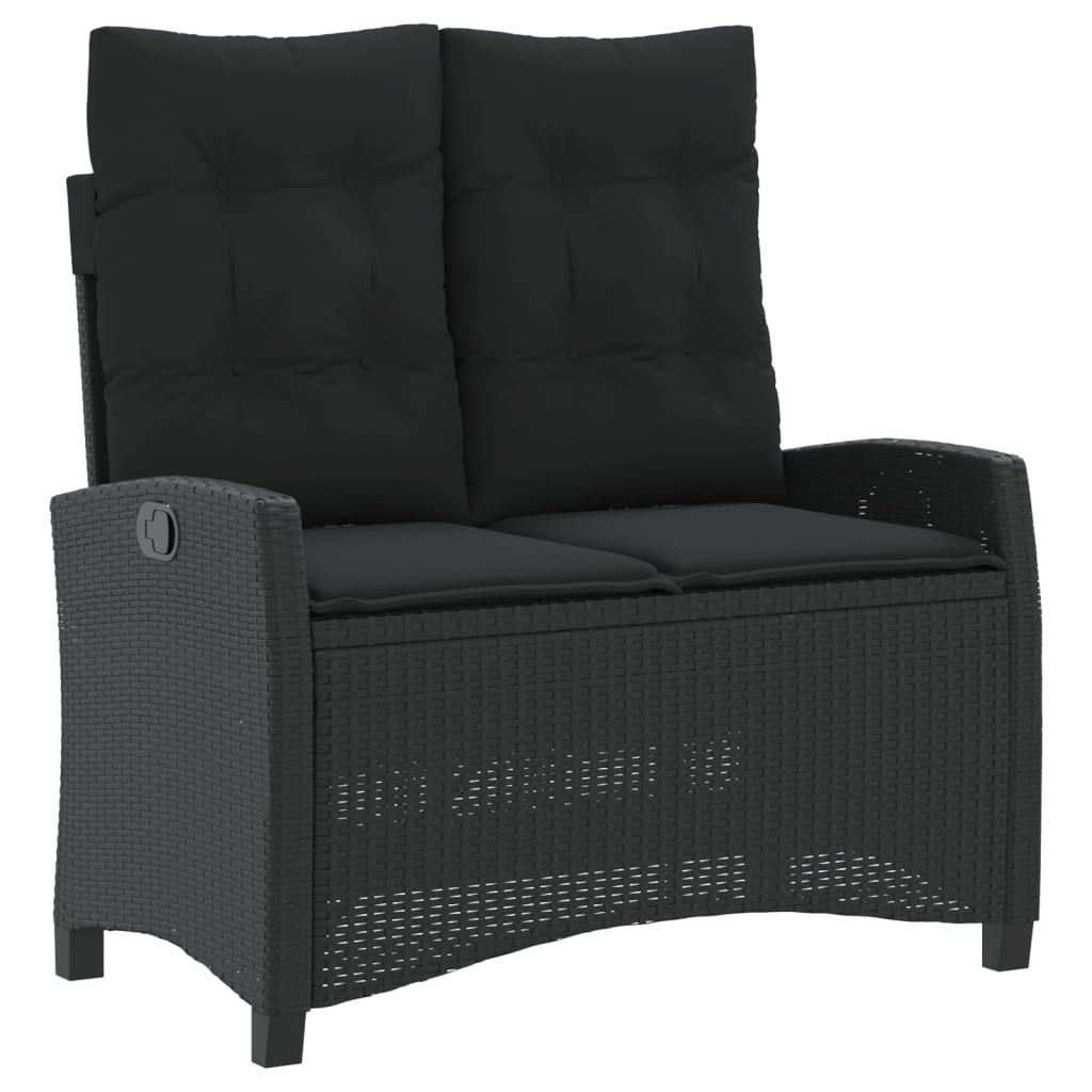 Set da Pranzo da Giardino 4 pz con Cuscini Nero in Polyrattan - homemem39