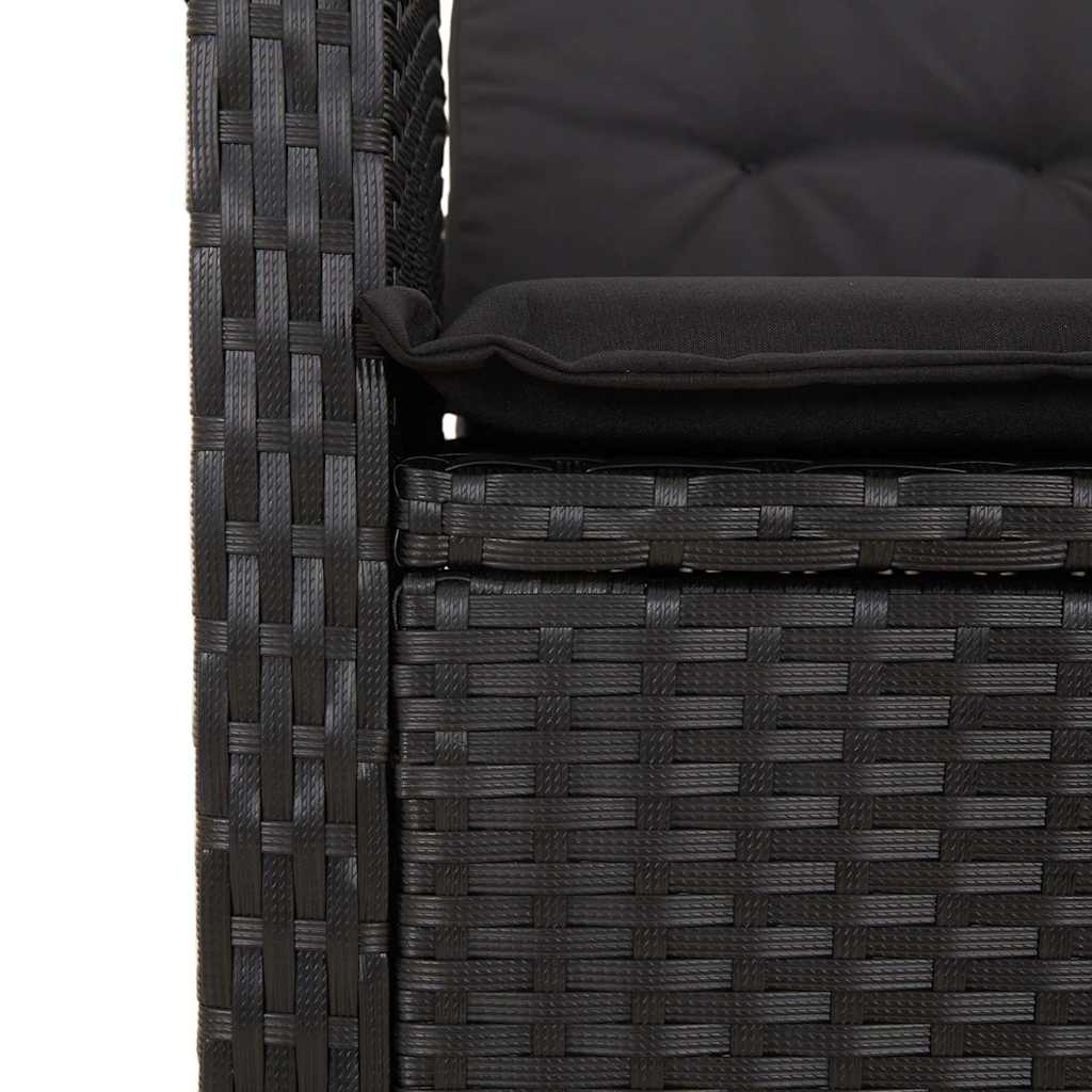 Set da Pranzo da Giardino 2 pz con Cuscini Nero in Polyrattan | homemem39