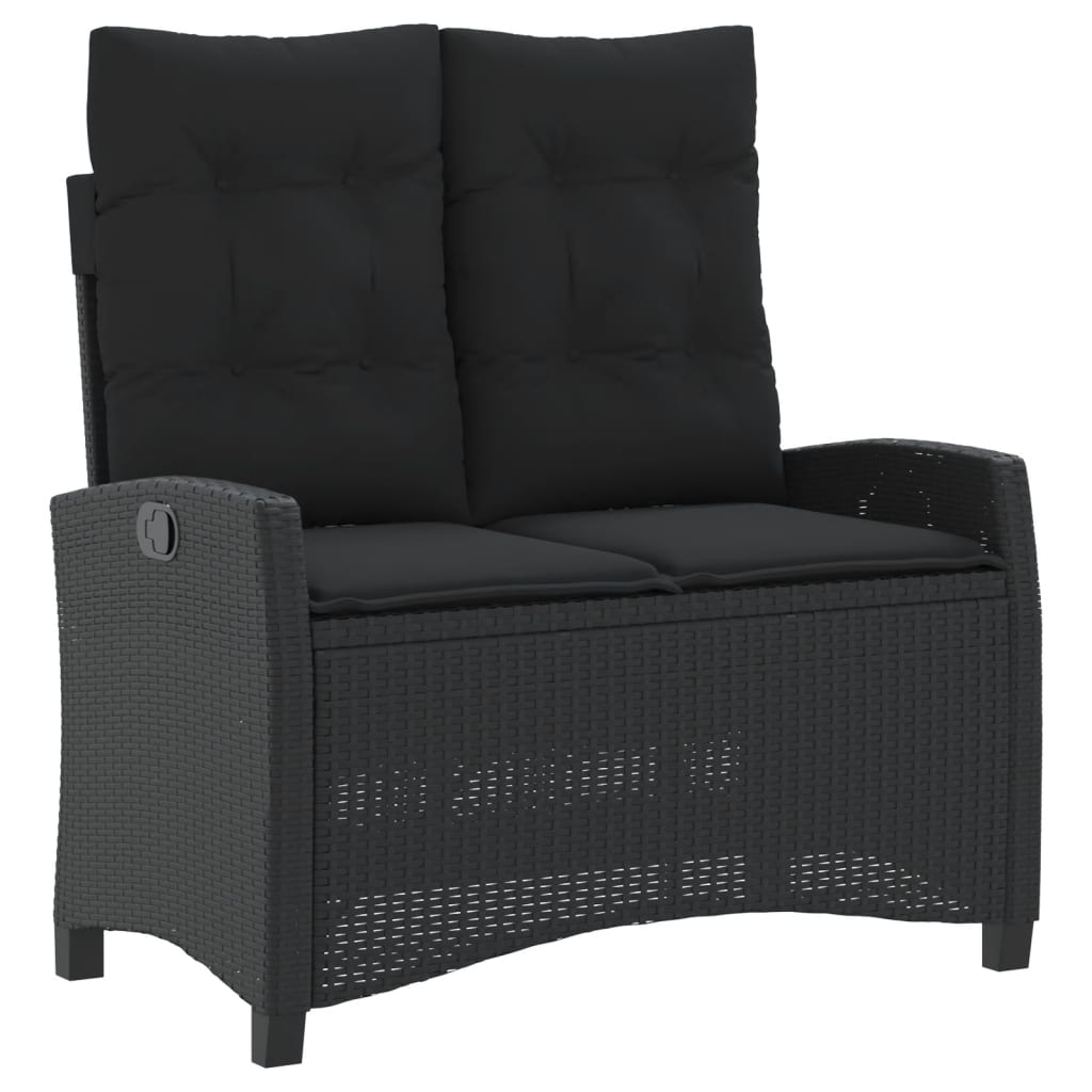 Set da Pranzo da Giardino 4 pz con Cuscini Nero in Polyrattan | homemem39