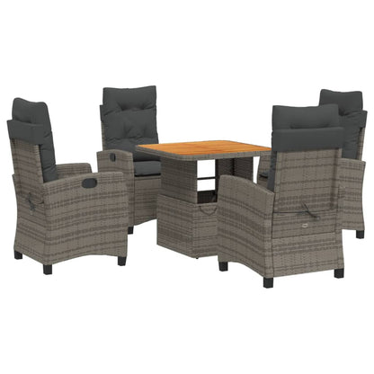 Set da Pranzo da Giardino 5 pz con Cuscini in Polyrattan Grigio | homemem39